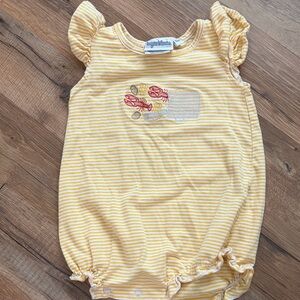 GAP Yellow Striped Baby Romper with Lobster Motif